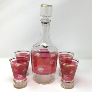 ‼️VTG JAY GLASS DECANTER & 4 CORDIAL GLASS…